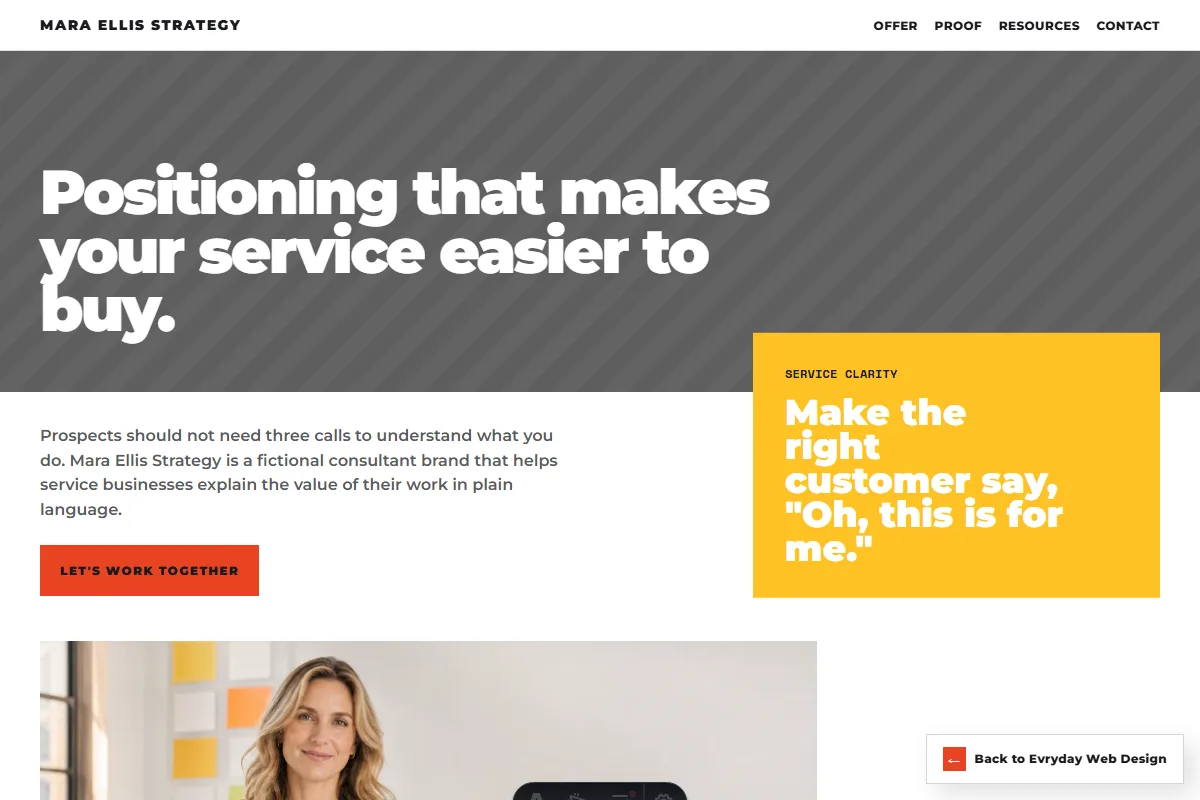 Mara Ellis Strategy consultant and personal brand website demo homepage preview