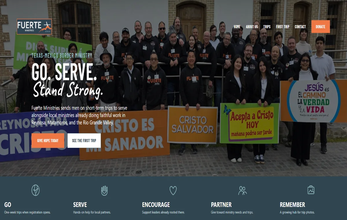 FUERTE Ministries website homepage screenshot