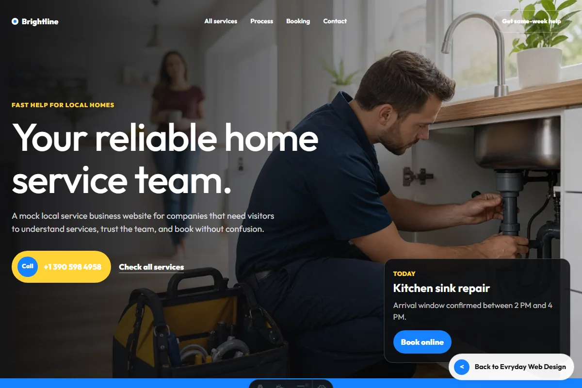 Brightline local service business website demo homepage preview