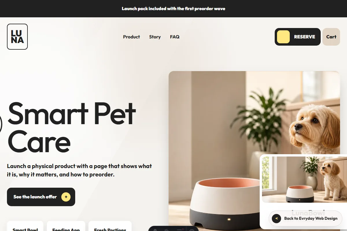 LunaBowl product launch website demo homepage preview
